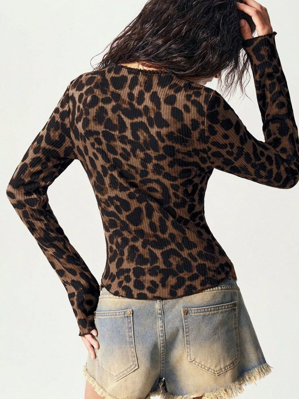 Leopard Print Button-Down Top