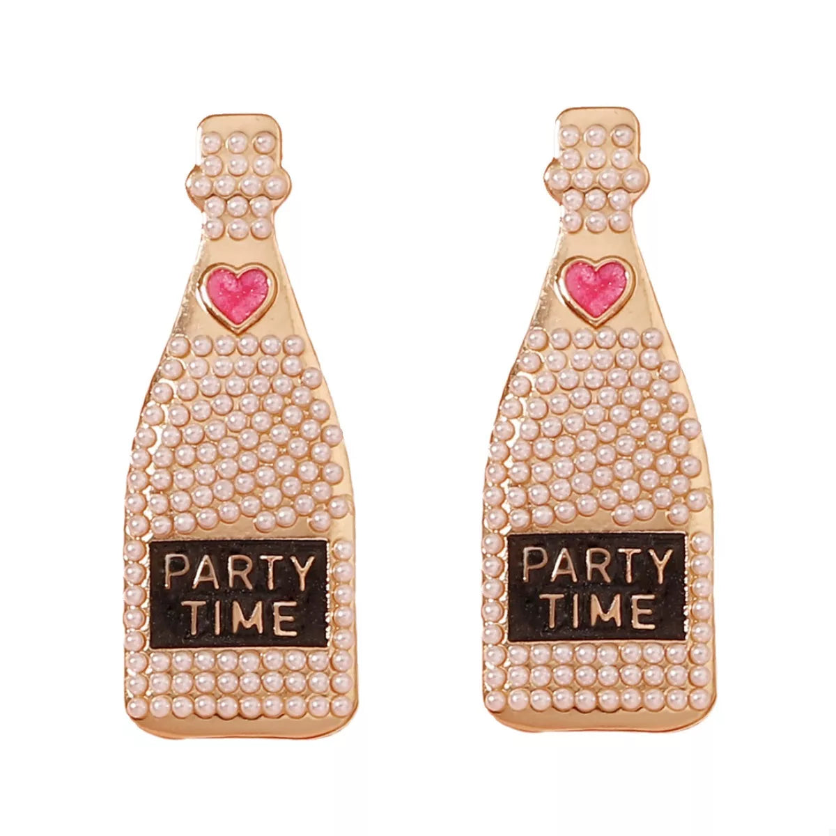 Champagne Bottle Pearl Earrings