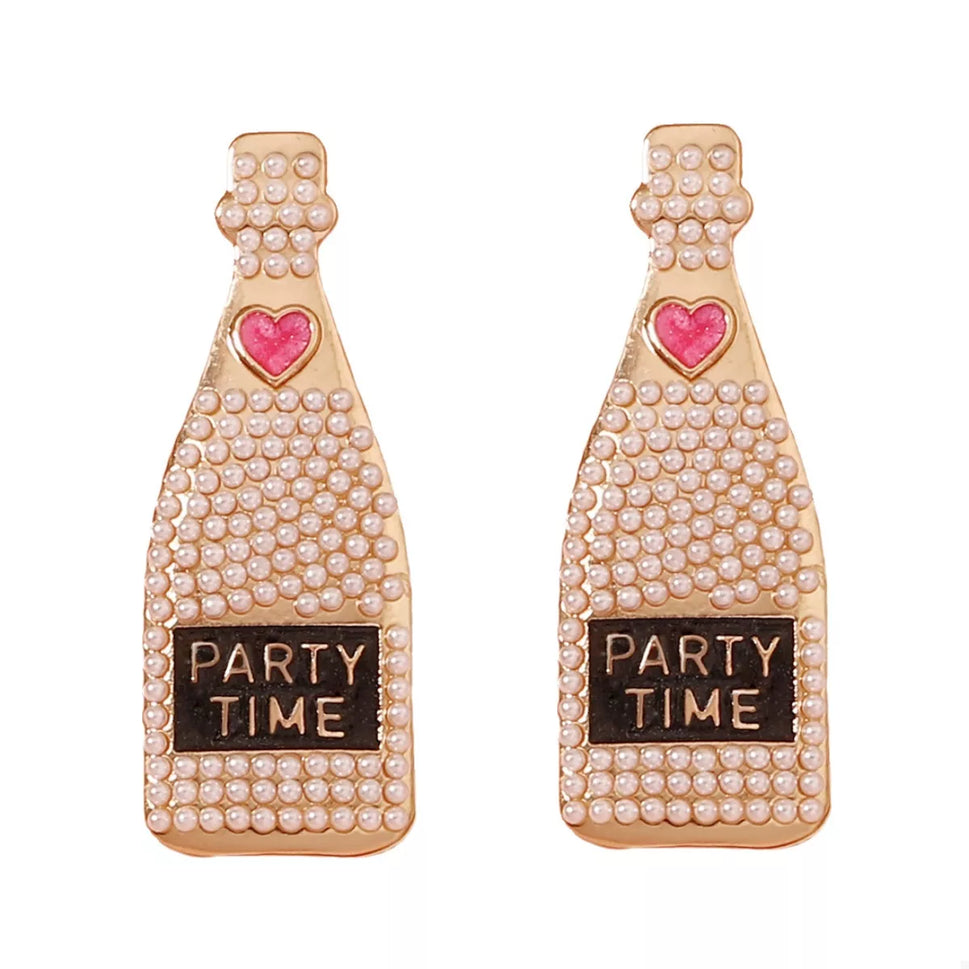 Champagne Bottle Pearl Earrings