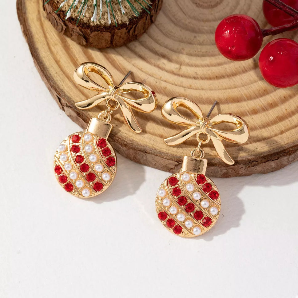 Christmas Bow Drop Earrings
