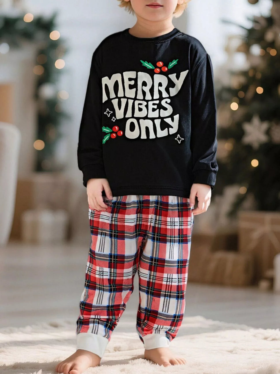 Children's Merry Vibes Only Christmas Pajama Set