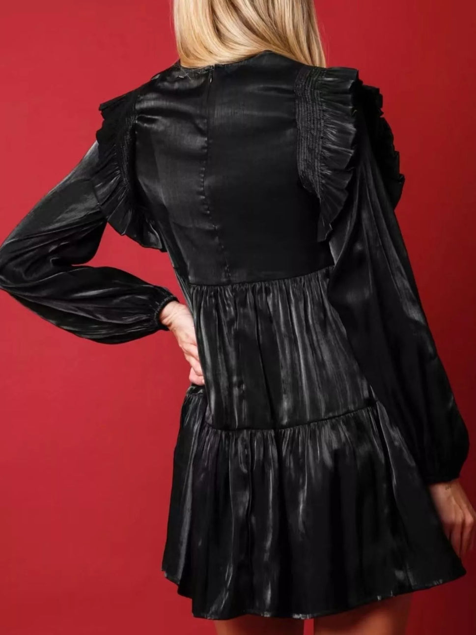 Christmas Ruffled Nutcracker Long Sleeve Dress