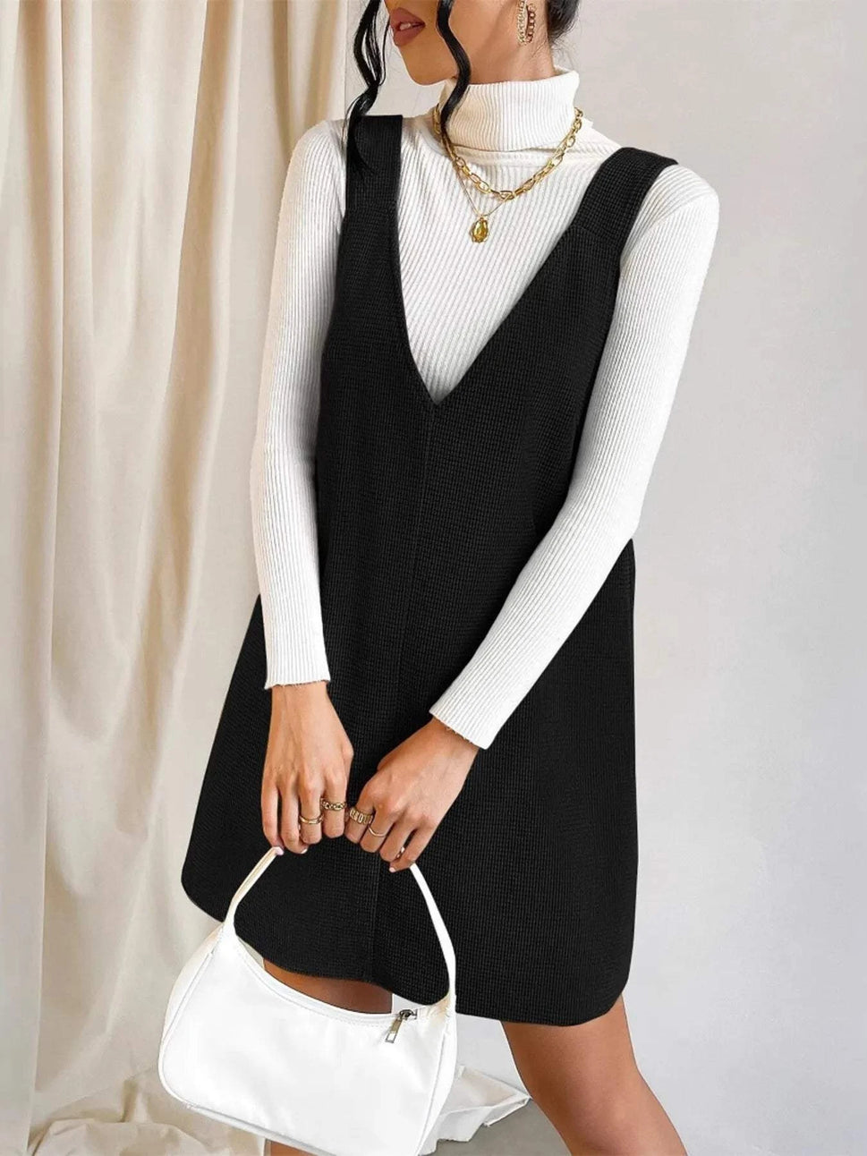 V-Neck Sleeveless Knit Mini Dress