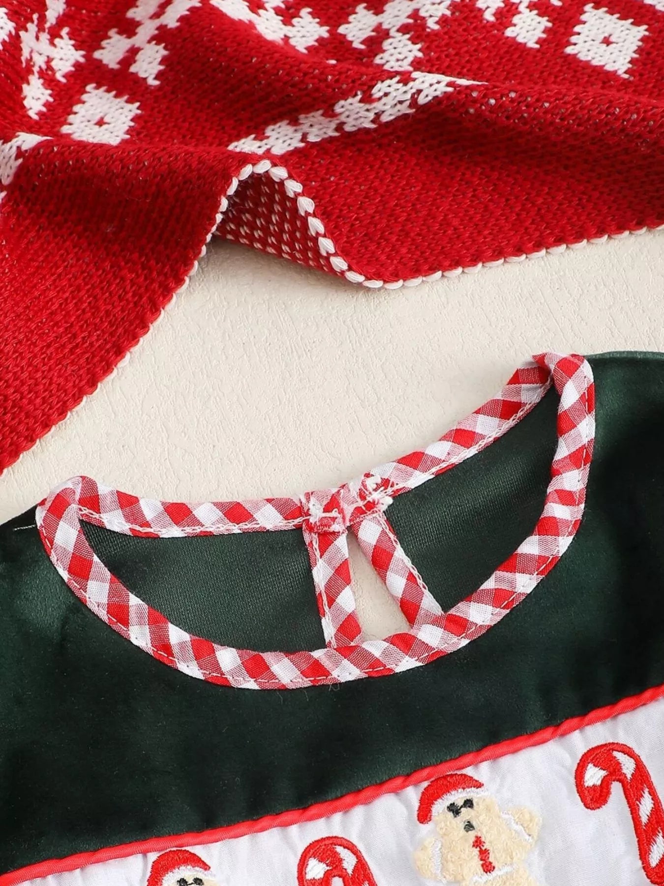 Children's Christmas Gingerbread Embroidered One-Piece Bodysuit