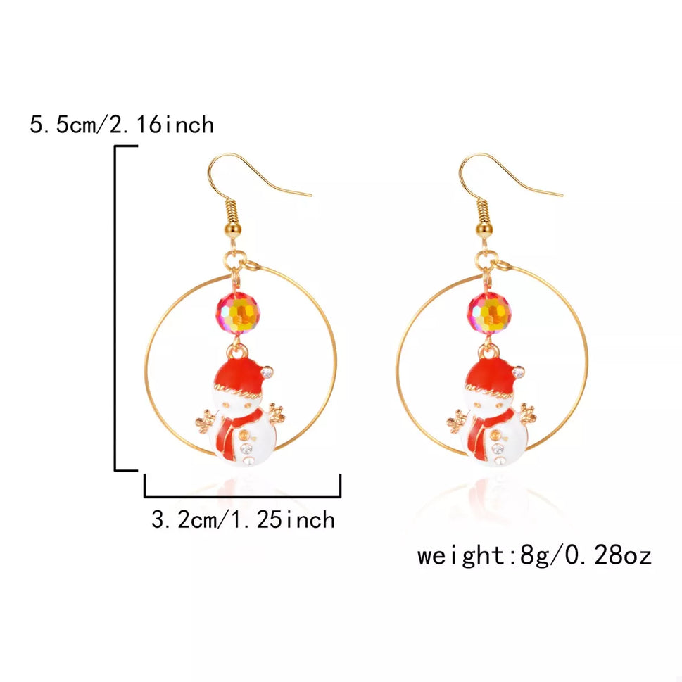 18K Gold-Plated Christmas Snowman Earrings