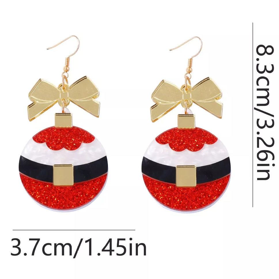 Christmas Dangle Earrings with Bow