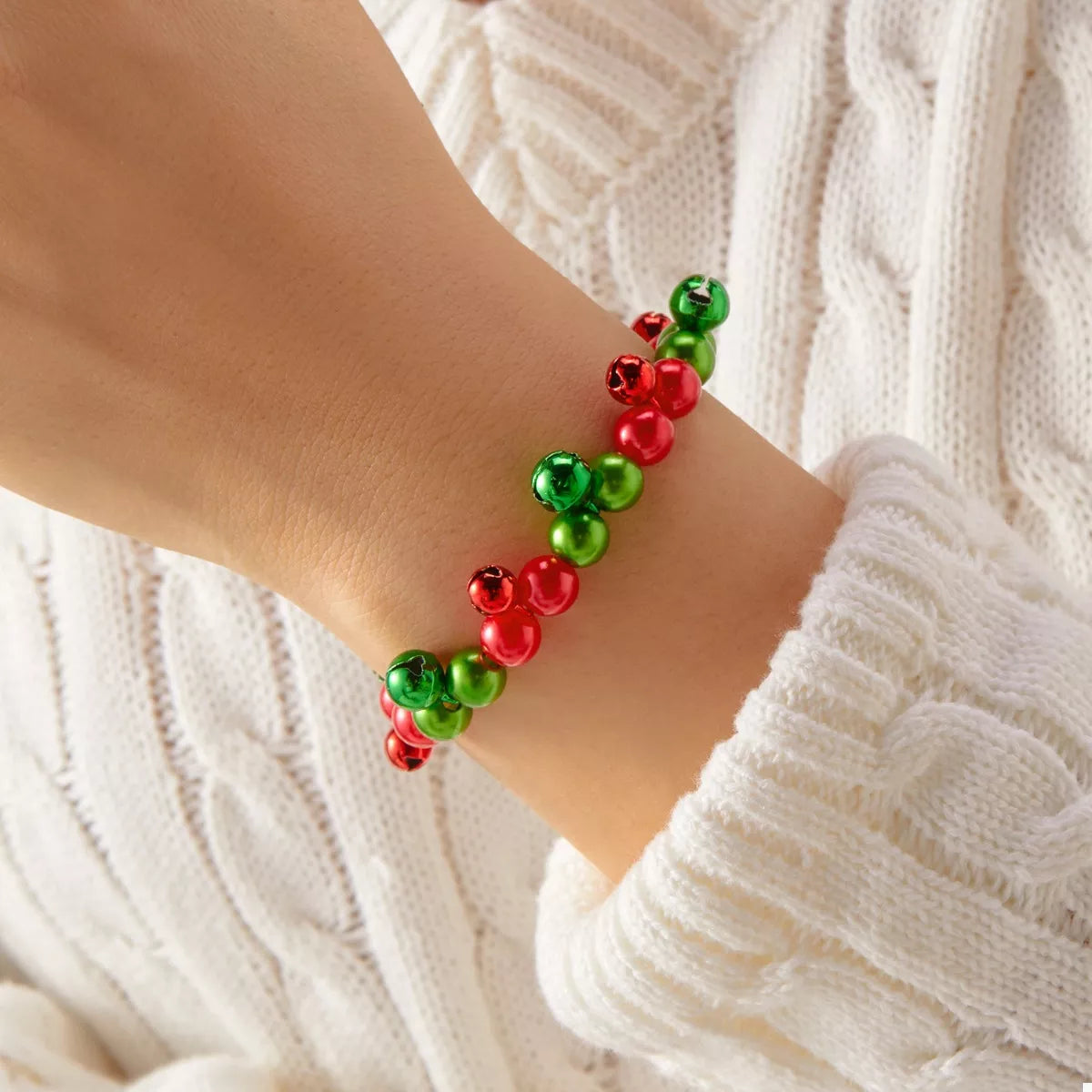 Christmas Holiday Beaded Bell Bracelet