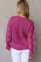 Switch Openwork Lantern Sleeve Dropped Shoulder Sweater 2 image