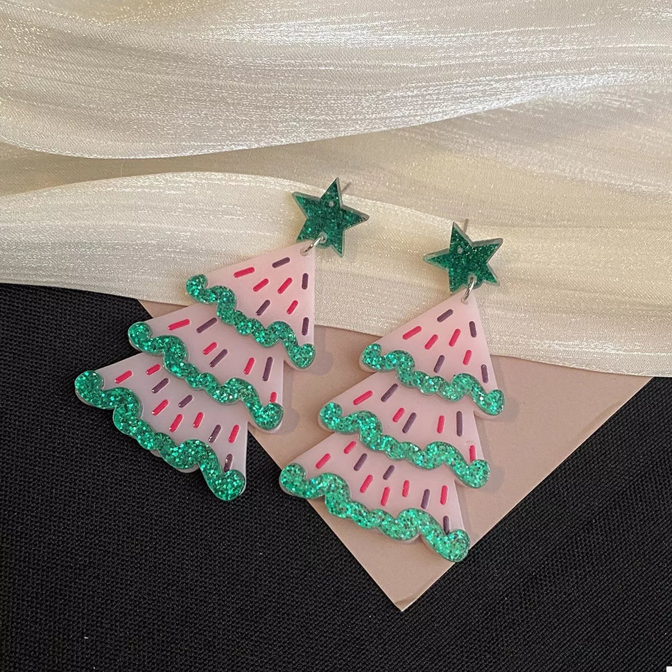 Christmas Tree Dangle Earrings