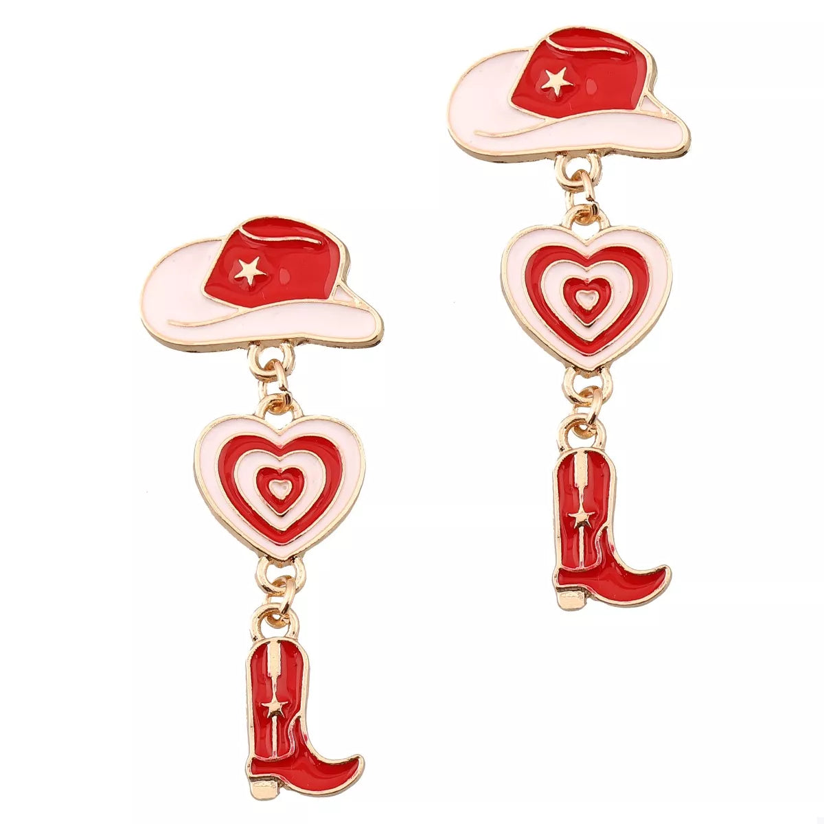 Cowgirl Boots Heart Dangle Earrings