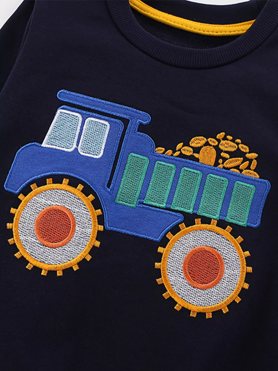 Children's Truck Applique Round Neck Top and Pants Set