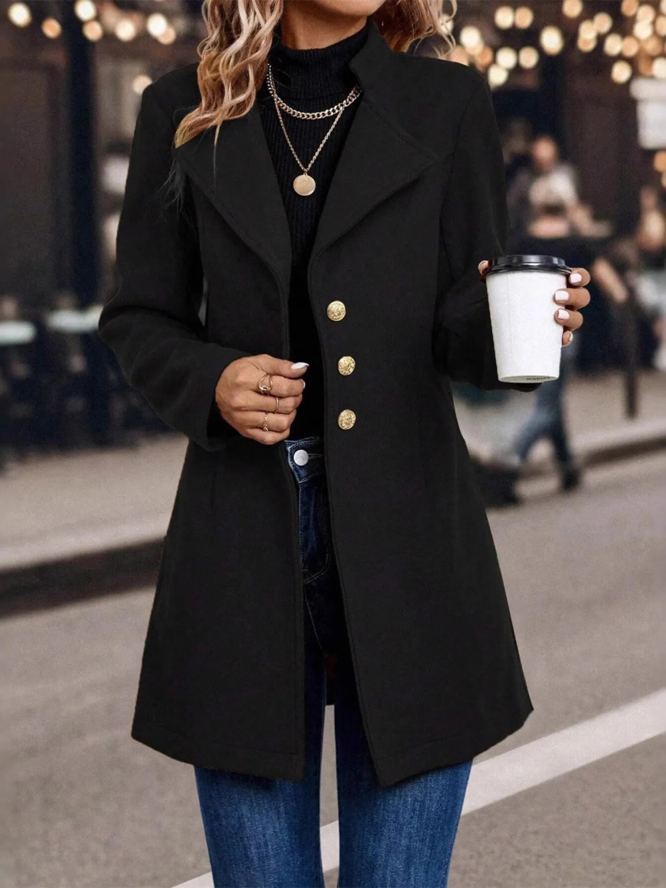 Button Up Long Sleeve Coat