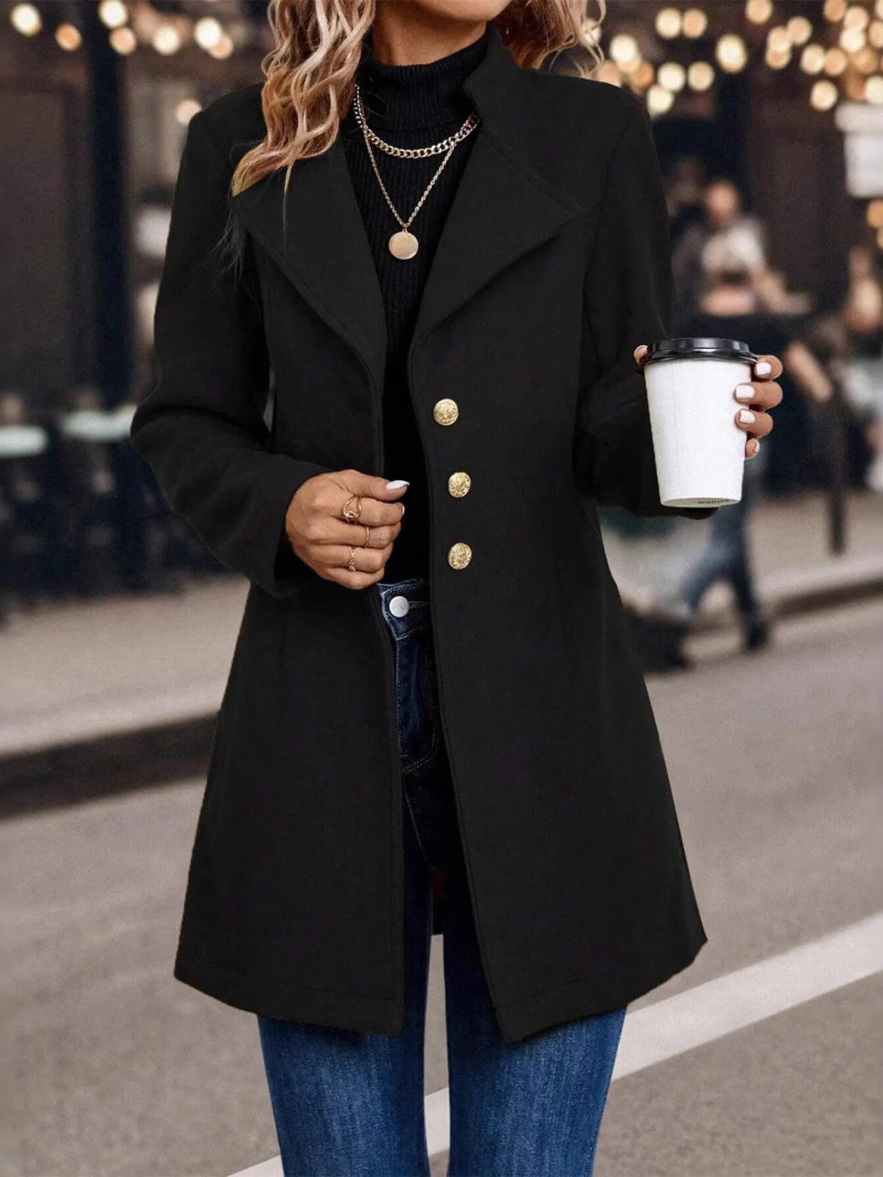 Button Up Long Sleeve Coat