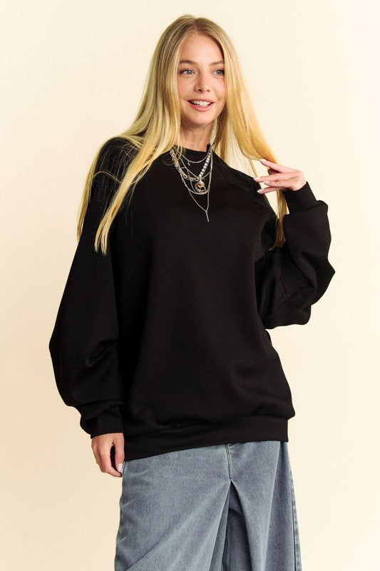 Davi & Dani Round Neck Raglan Sleeve Sweatshirt