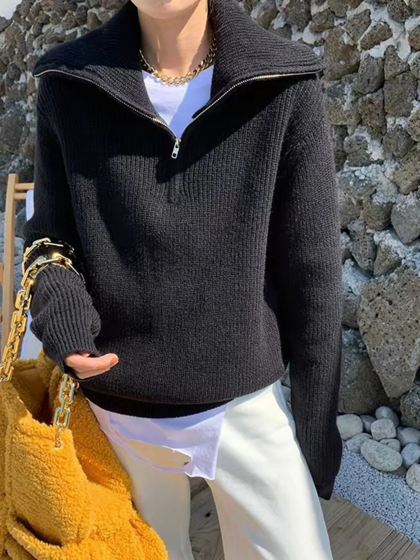 Half-Zip Long Sleeve Sweater
