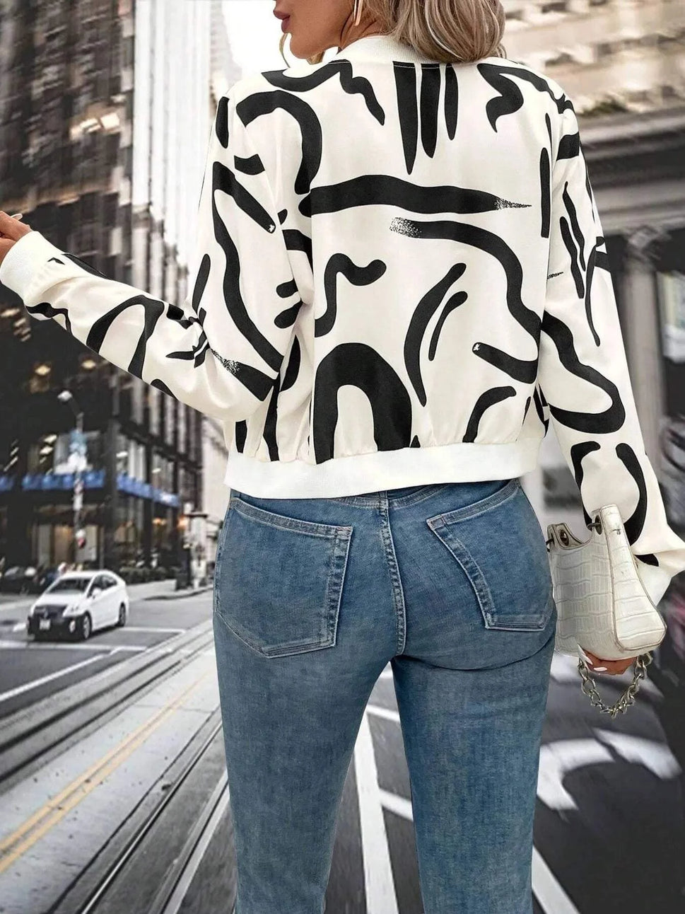 Number Print Zip Up Jacket
