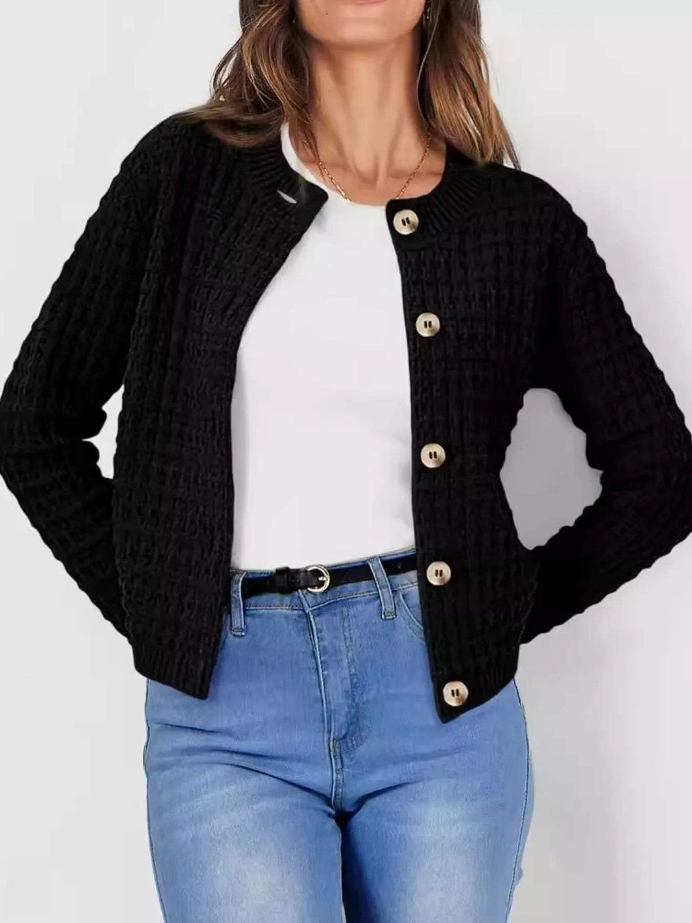 Button-Up Long Sleeve Cardigan