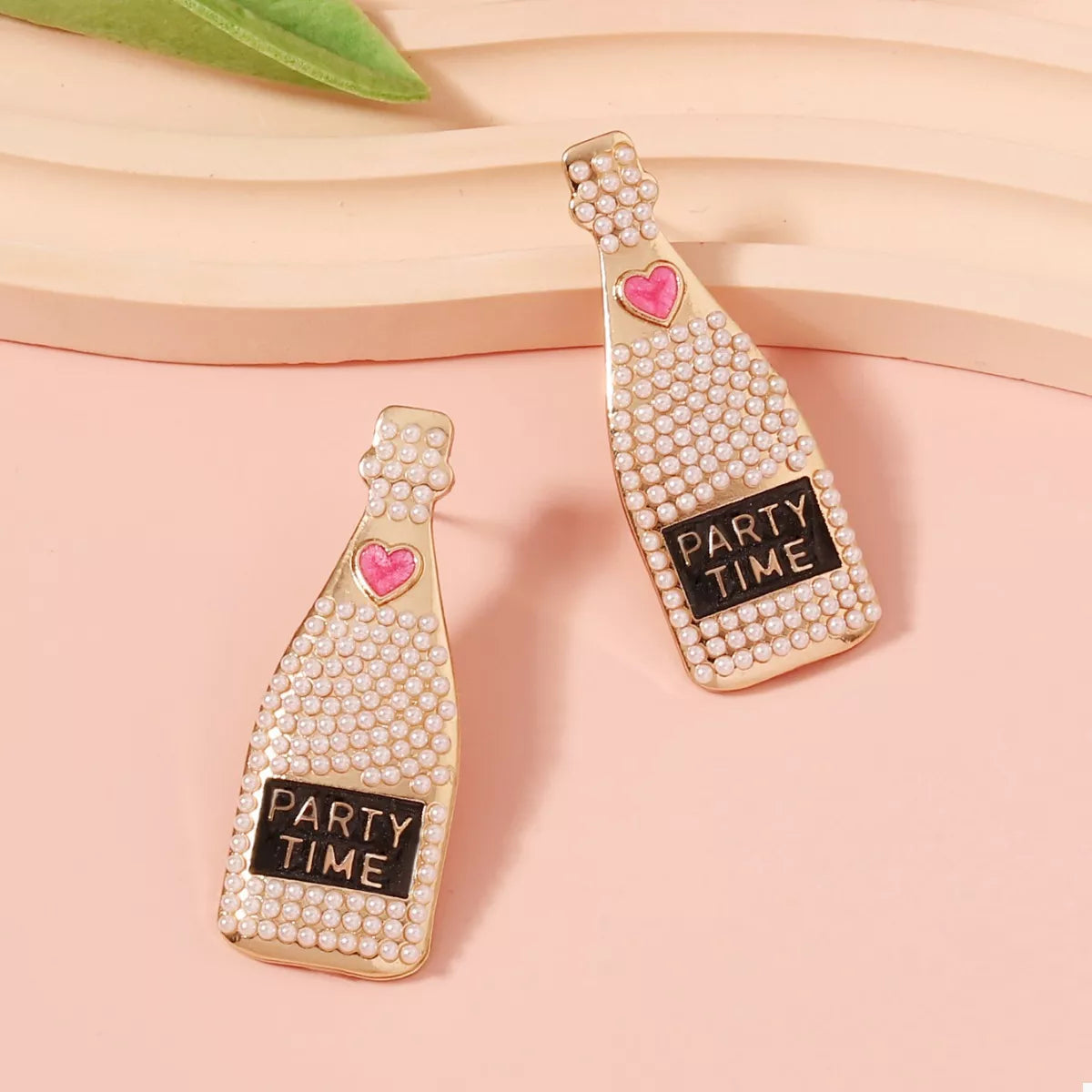 Champagne Bottle Pearl Earrings