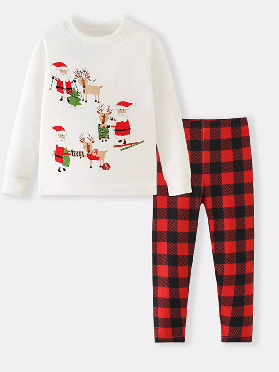 Children's Christmas Santa & Reindeer Pajama Set