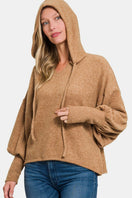 Switch Zenana Brushed Hacci Drop Shoulder Cropped Hoodie 2 image