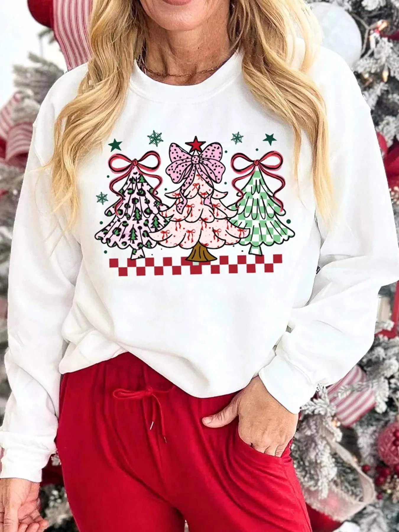 Christmas Tree Graphic Customized Holiday Sweatshirt