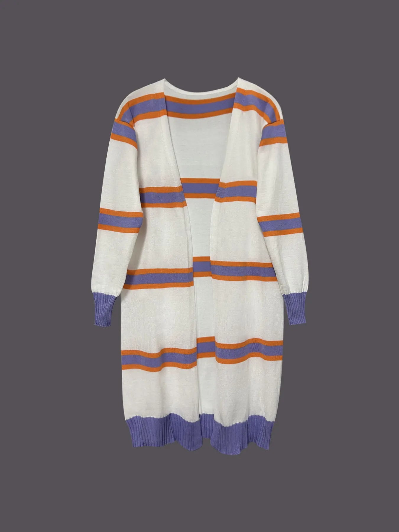 Striped Open Front Longline Cardigan