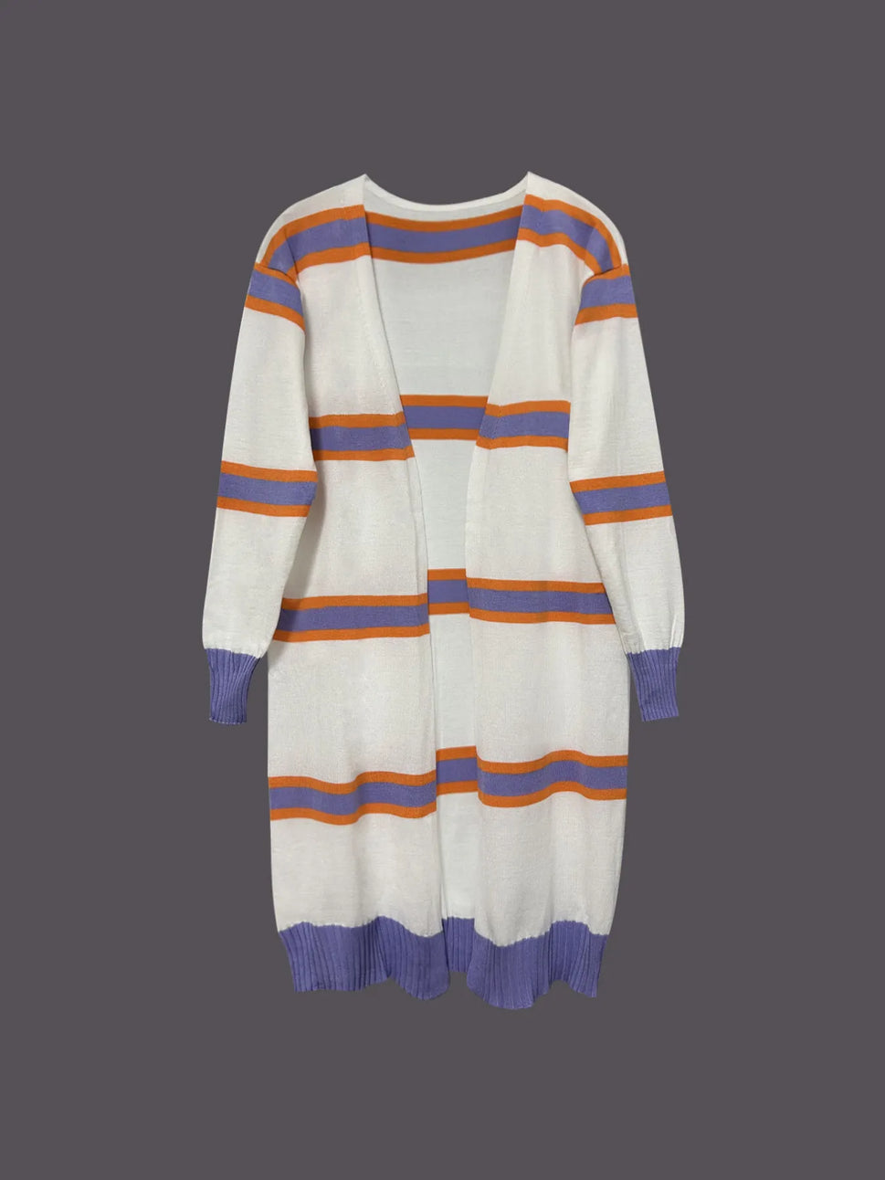 Striped Open Front Longline Cardigan