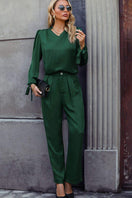 Switch Honey V-Neck Long Sleeve Top and Wide Leg Pants Set 3 image