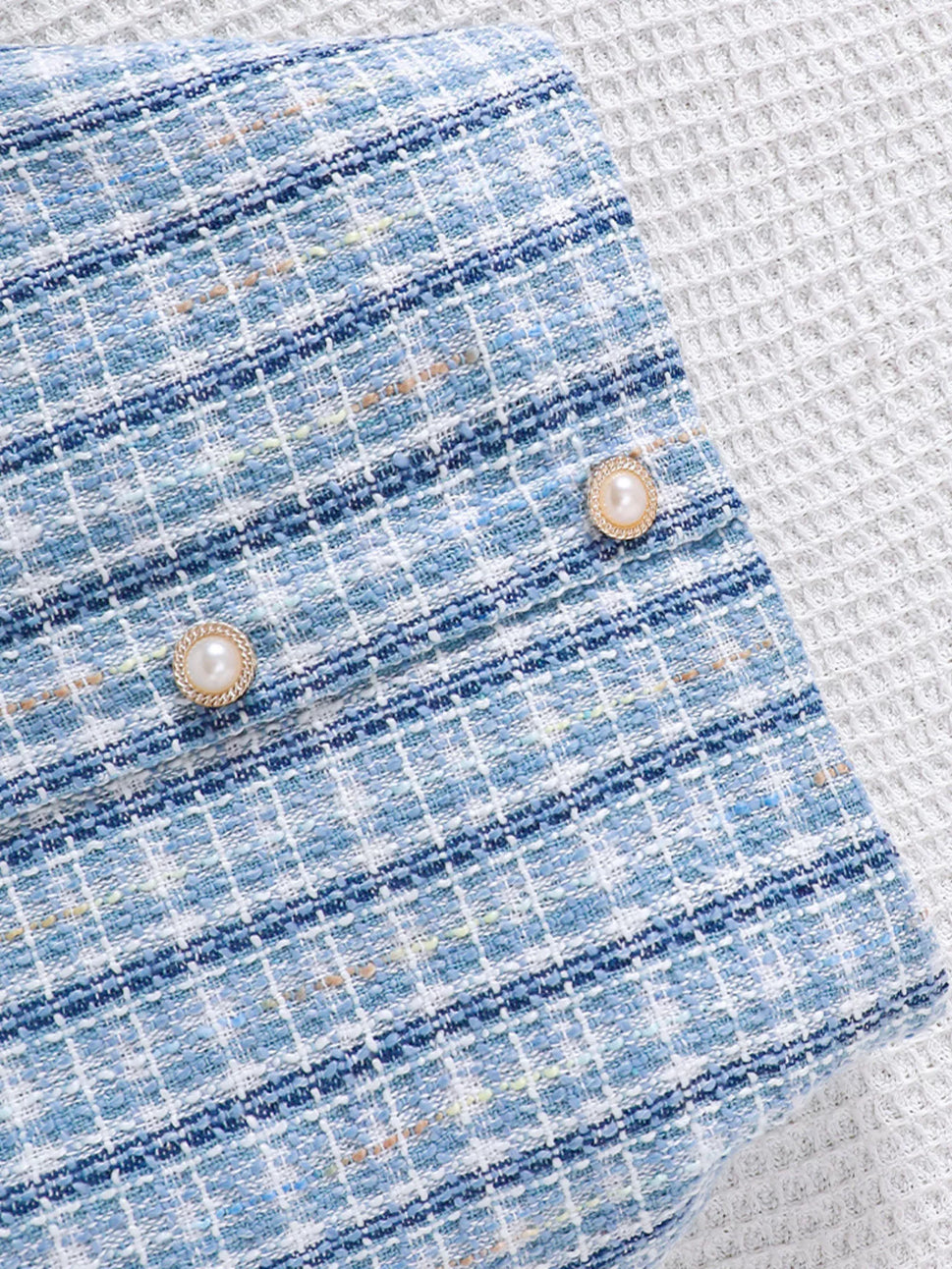 Children's Puff Sleeves Top and Plaid Skirt Set