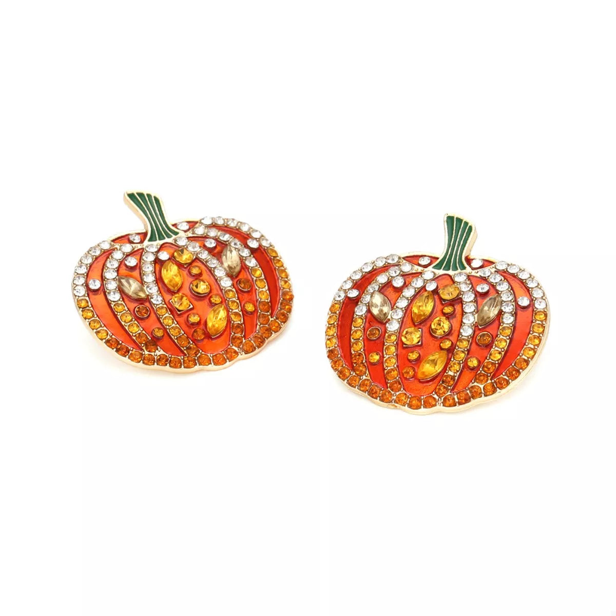 Halloween Pumpkin Rhinestone Stud Earrings