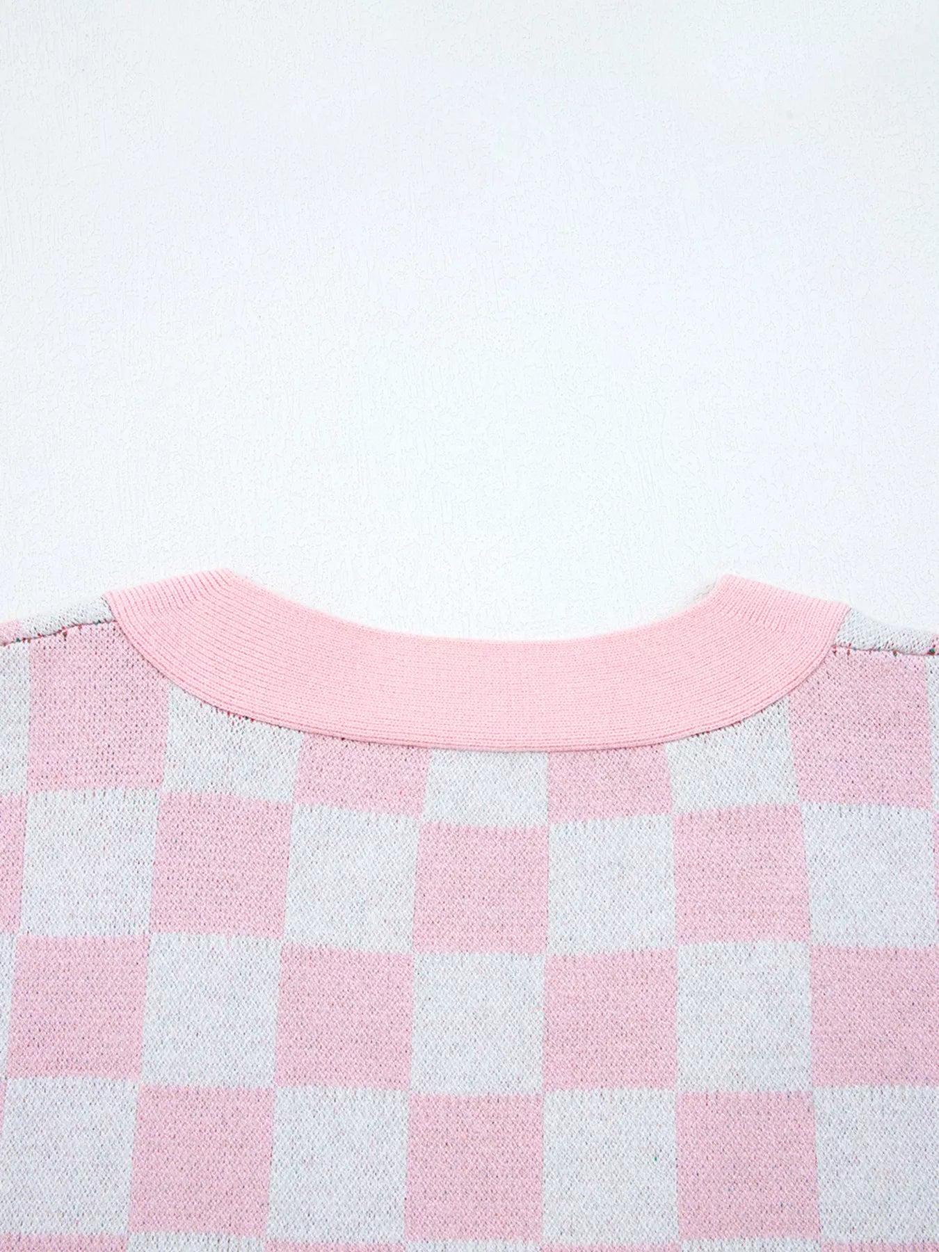 Christmas Tree Pattern Checkered Button V Neck Cardigan