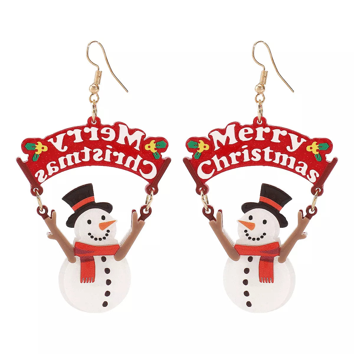 Christmas Snowman Dangle Earrings
