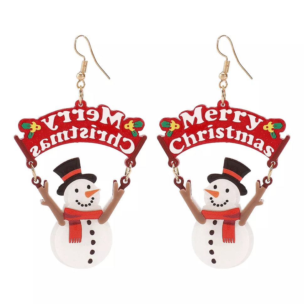 Christmas Snowman Dangle Earrings