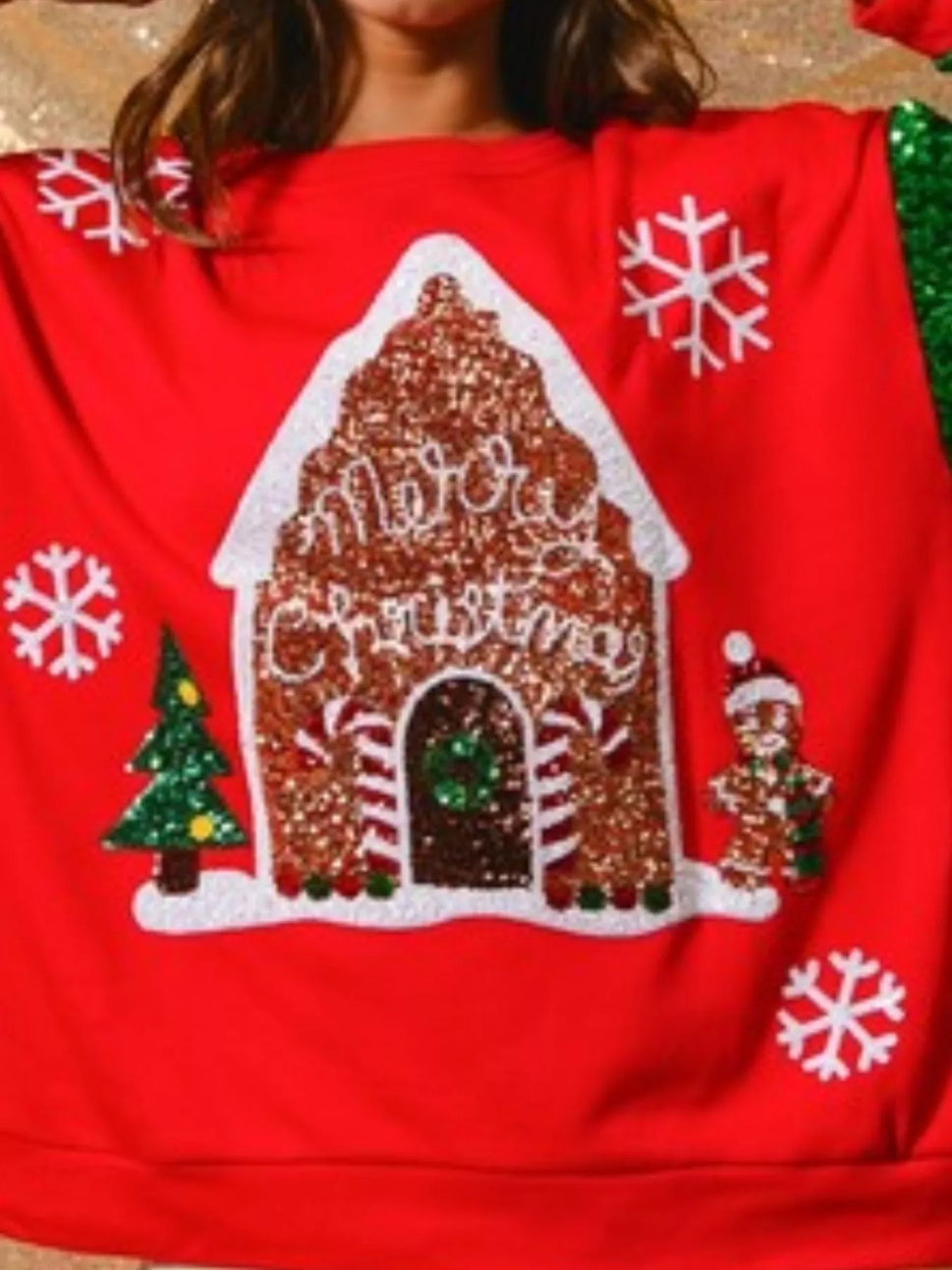 Christmas Theme Sequin Long Sleeve Sweatshirt