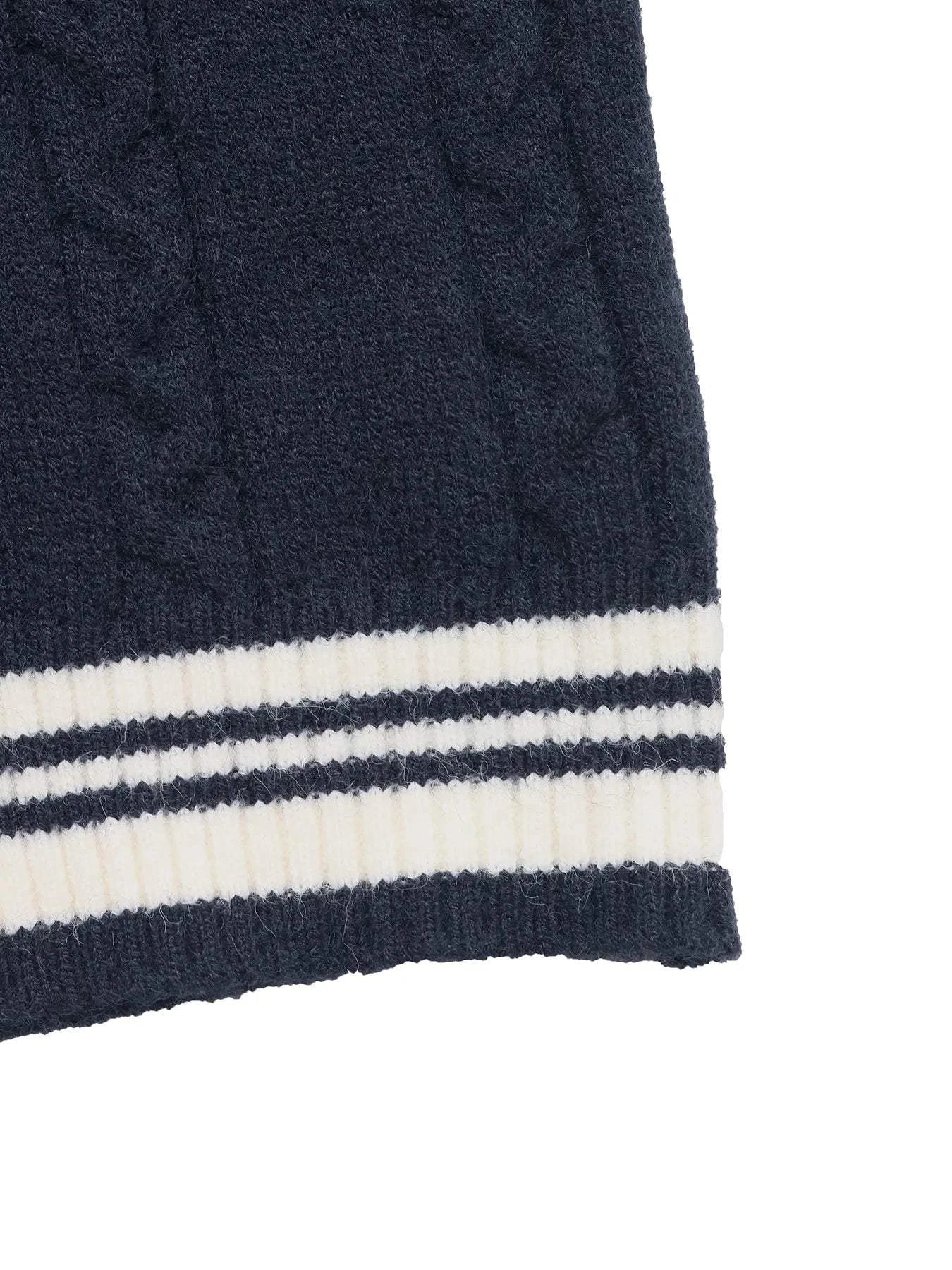 Contrast Striped V-Neck Sweater