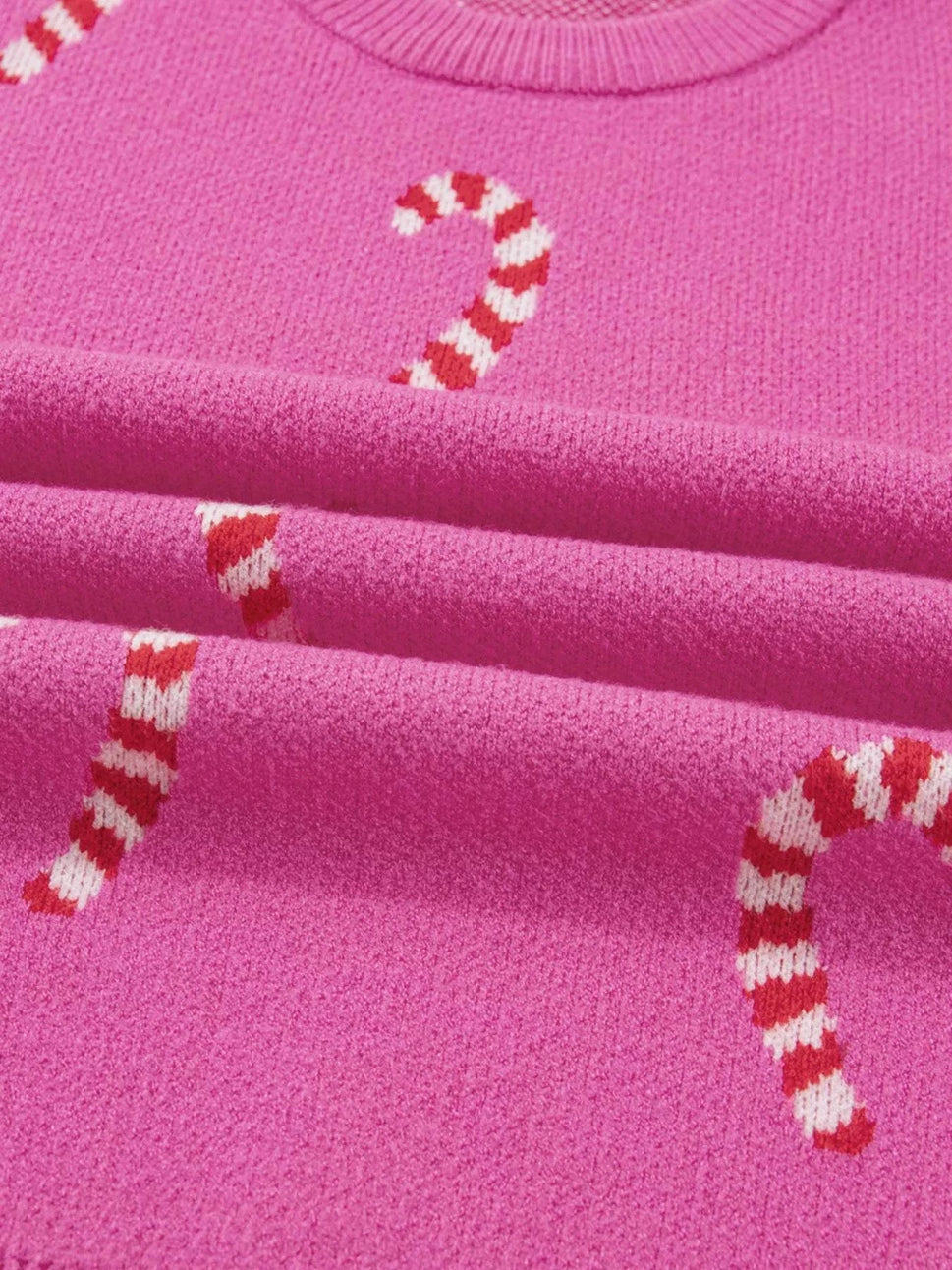 Christmas Candy Cane Holiday Drop Shoulder Sweater