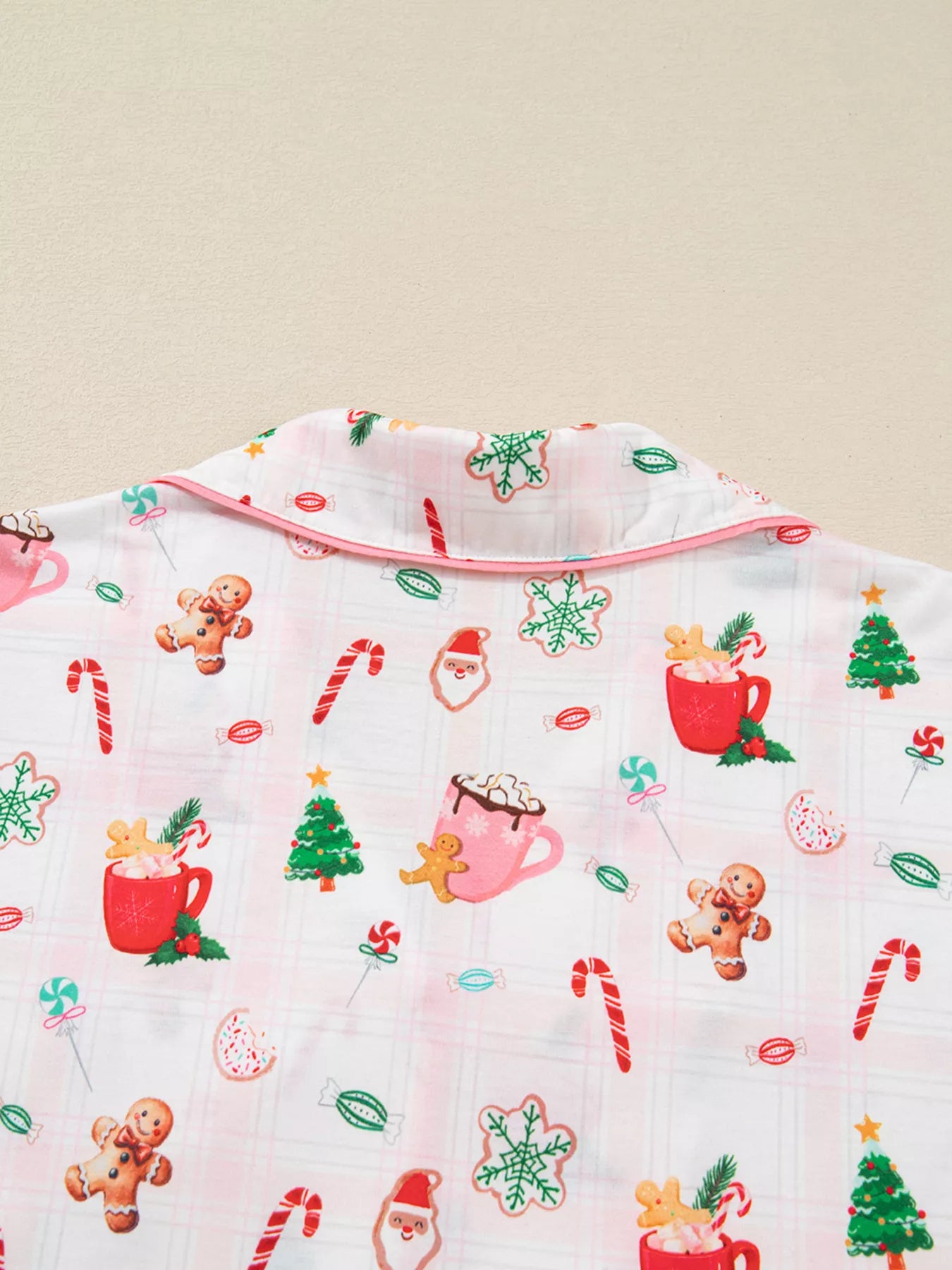 Christmas Spirit Cute Holiday Print Short Sleeve Shirt and Pants 2pcs Pajama Set