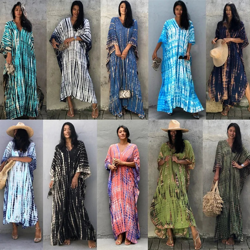Women's Plus Size Beach Kaftan Dress – Half Sleeve Swimsuit Cover-Up