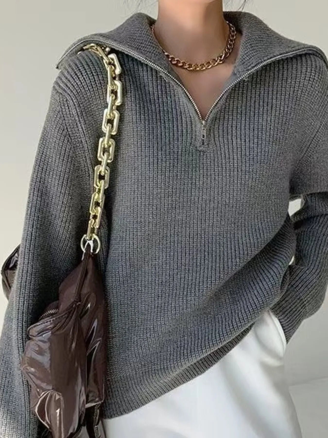 Half-Zip Long Sleeve Sweater