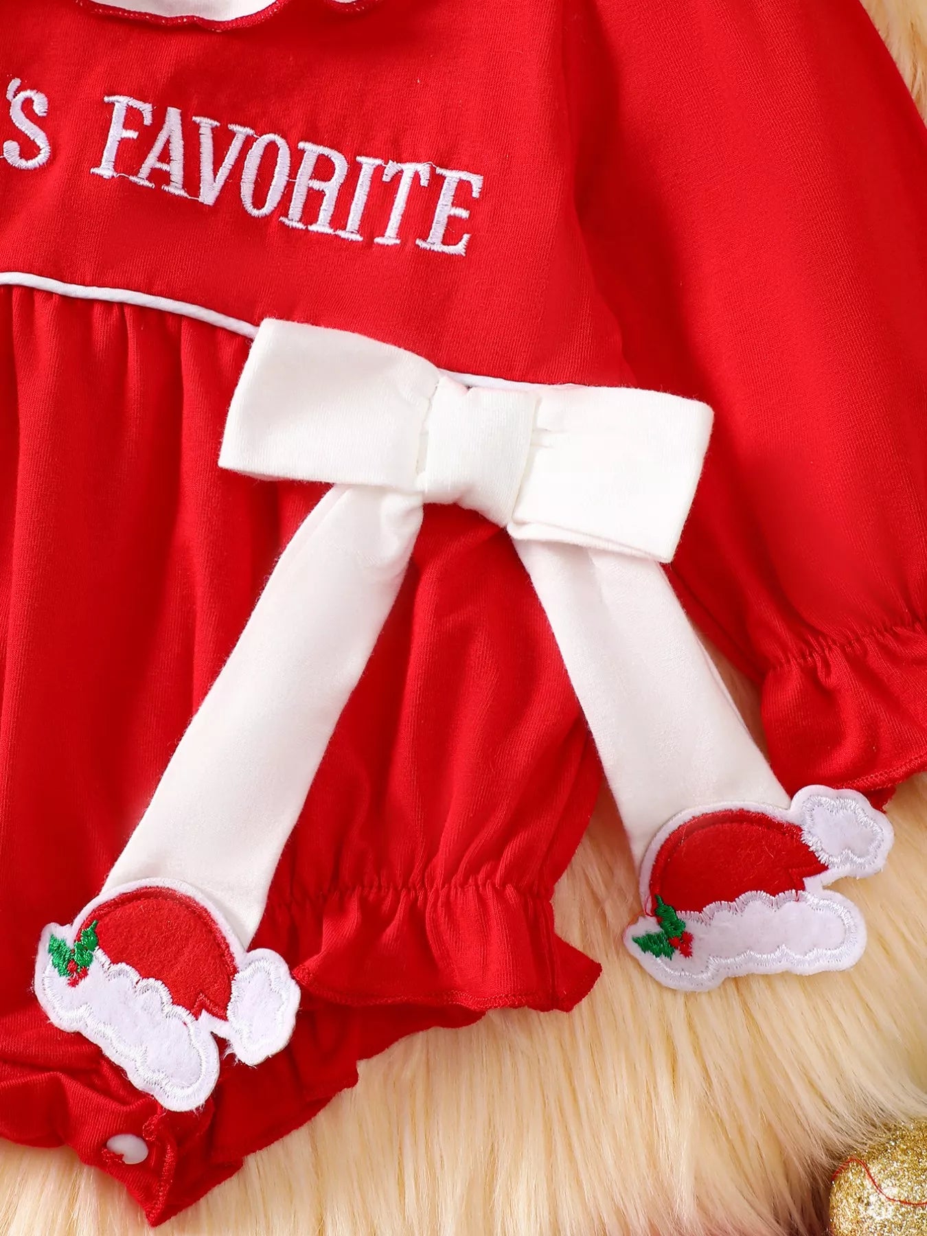 Children's Christmas Theme Bodysuit with Ruffled