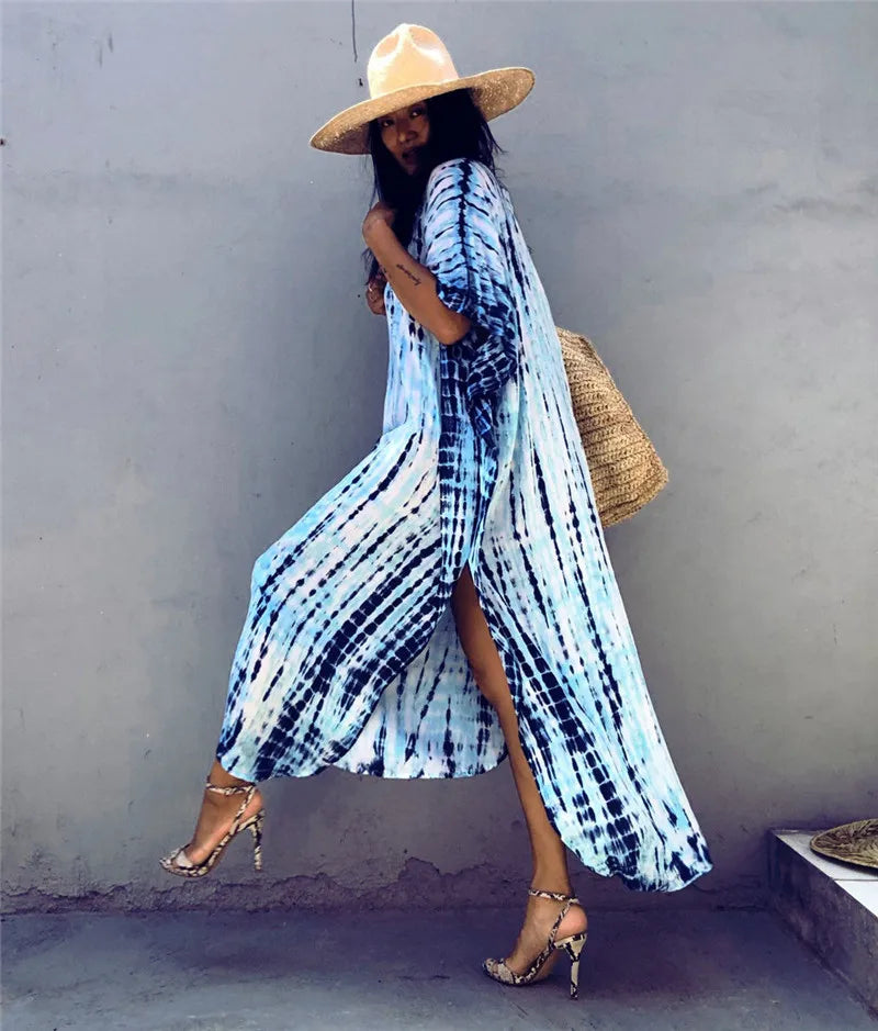 Women's Plus Size Beach Kaftan Dress – Half Sleeve Swimsuit Cover-Up