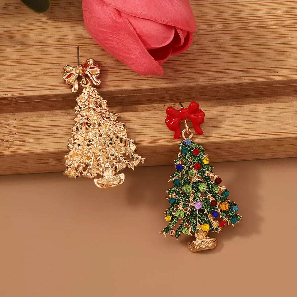 Christmas Tree Earrings with Bow