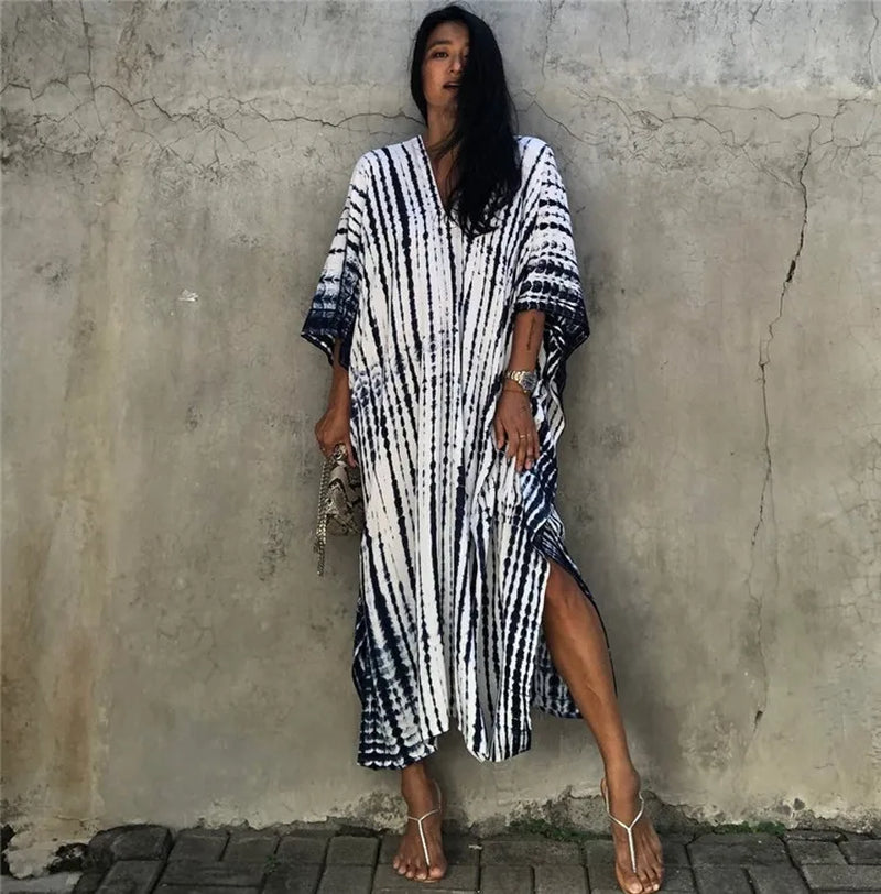 Women's Plus Size Beach Kaftan Dress – Half Sleeve Swimsuit Cover-Up