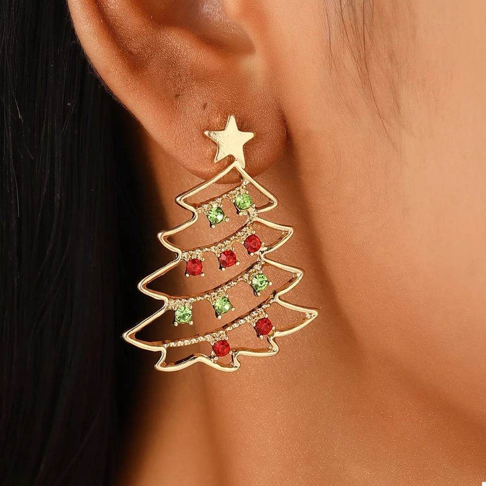 18K Gold-Plated Christmas Tree Earrings