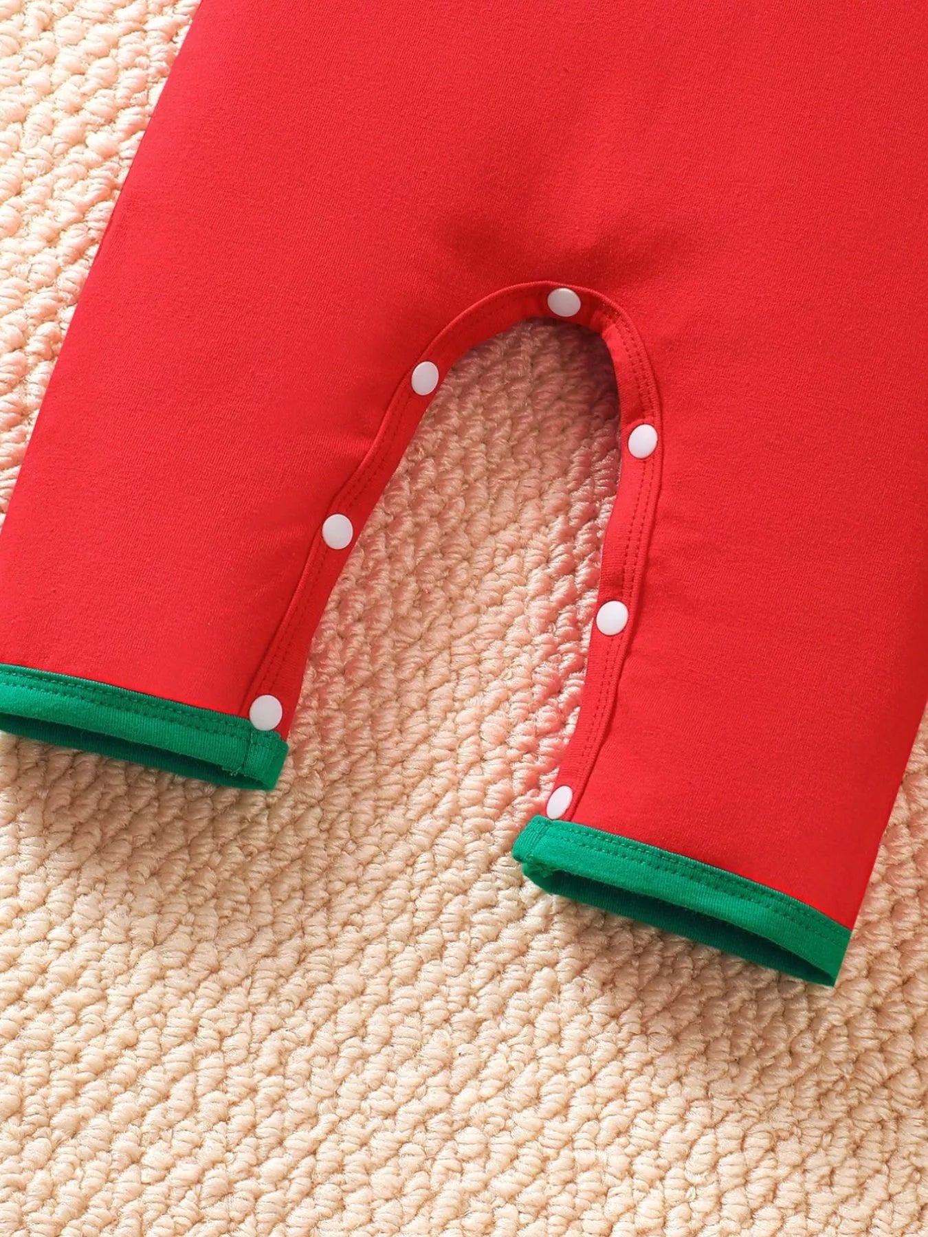 Children's Christmas Theme Embroidered Snapped Legs Jumpsuit