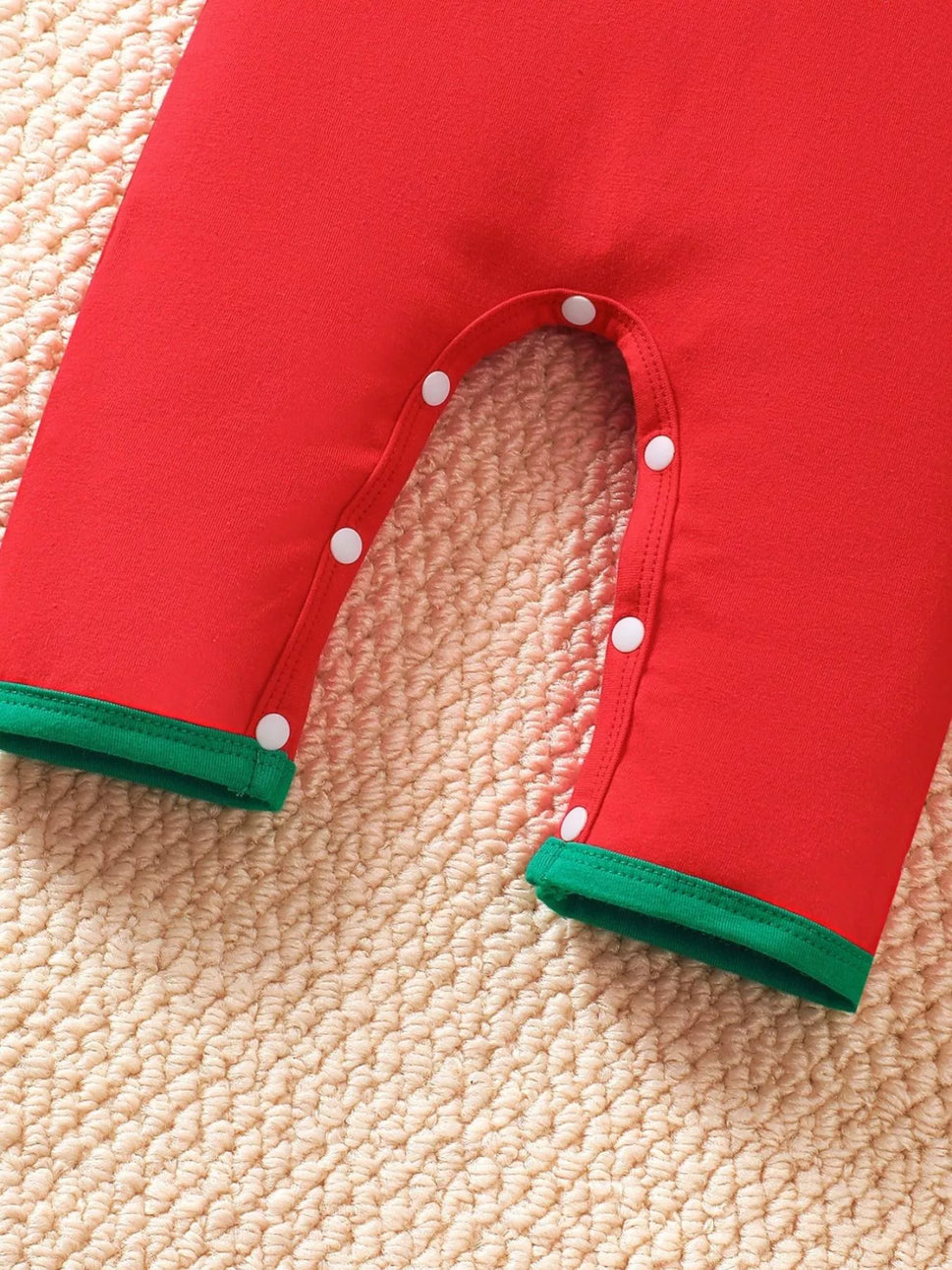 Children's Christmas Theme Embroidered Snapped Legs Jumpsuit
