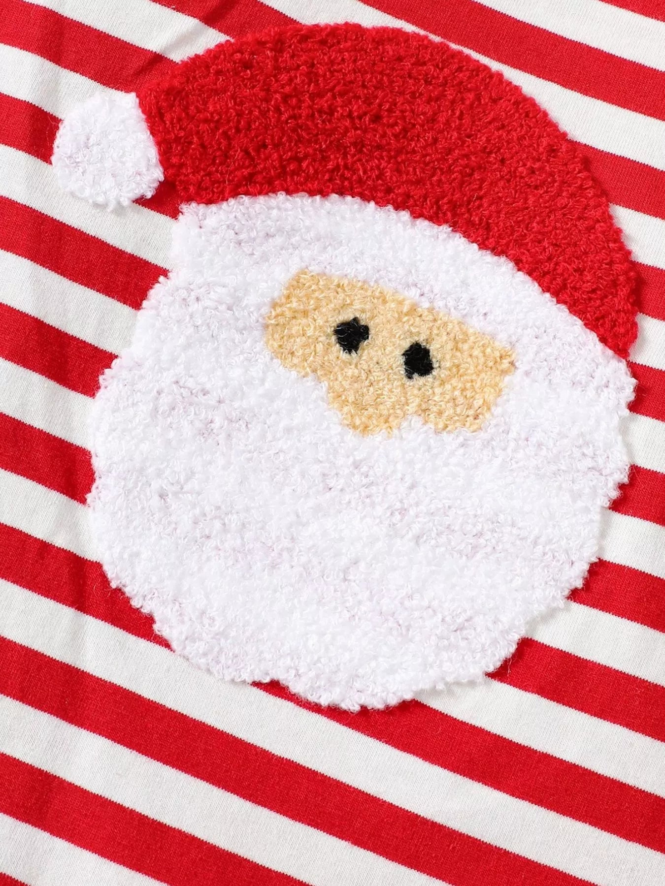 Children's Christmas Santa Striped Snapped Legs Jumpsuit