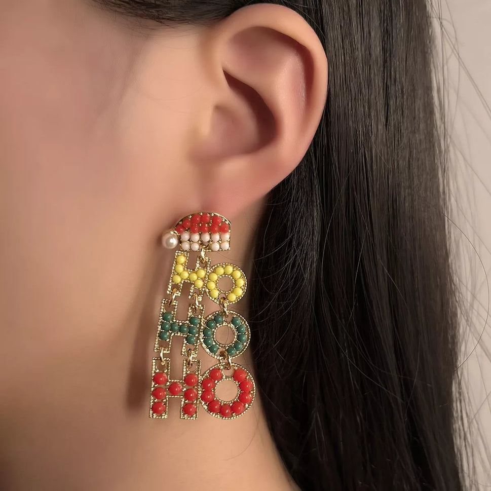 HO HO HO Christmas Drop Earrings
