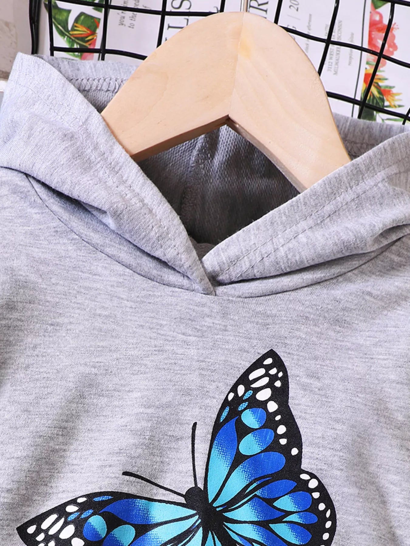 Childrens's Butterfly Print Hoodie & Pants Set