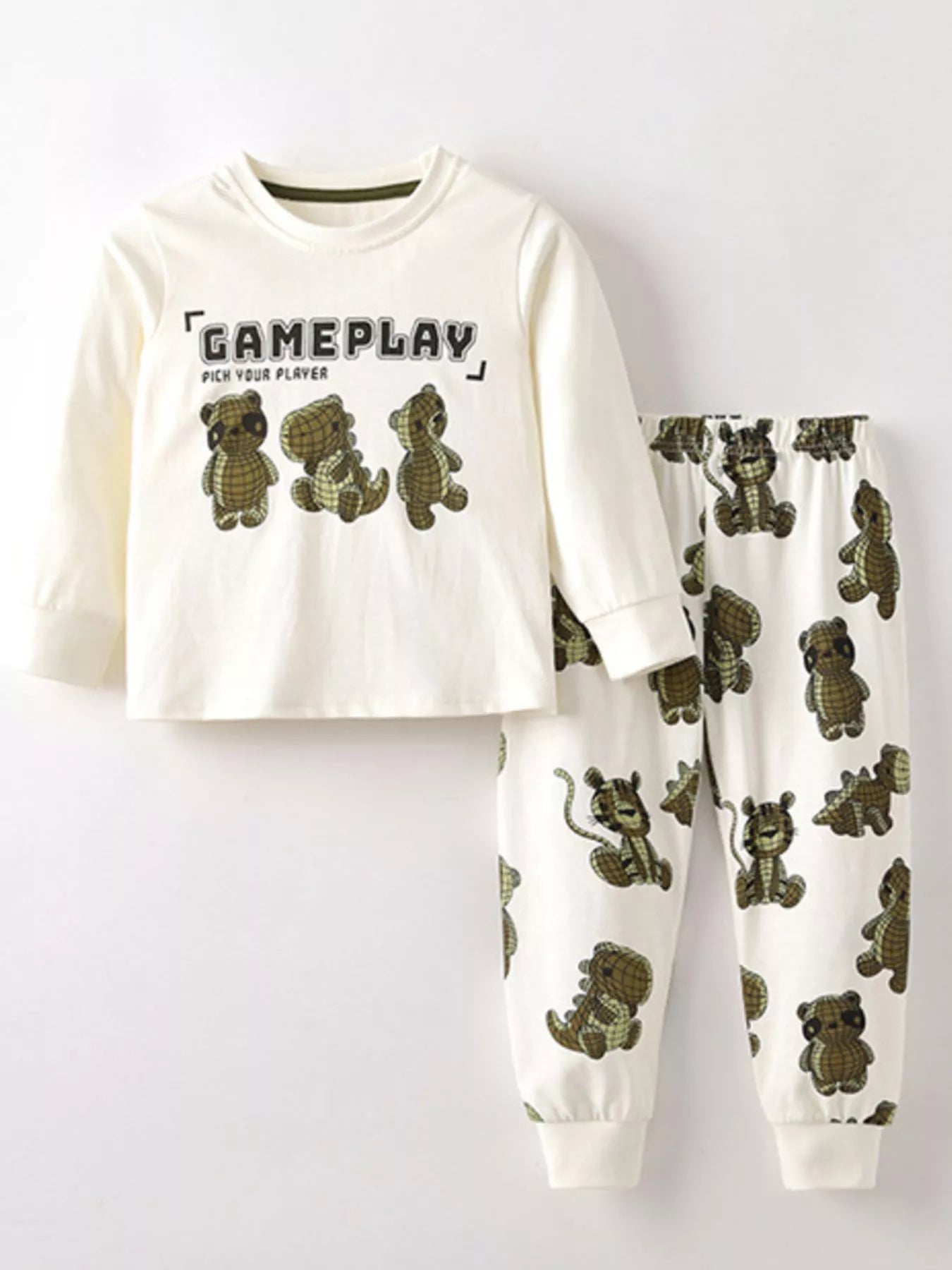 Children's Graphic Round Neck Top and Pants Set